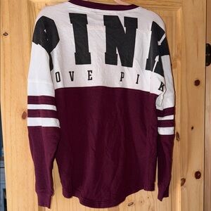 Victoria's Secret Pink Maroon Trim Tee